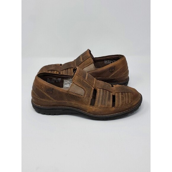 TIMBERLAND BROWN LEATHER SLIP ON CLOSED TOE SHOES COMFORT MEN SIZE 8M - Picture 4 of 14